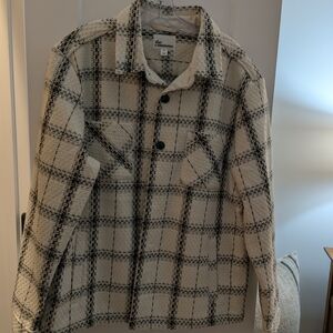 Black and White Plaid Button-Up Shirt